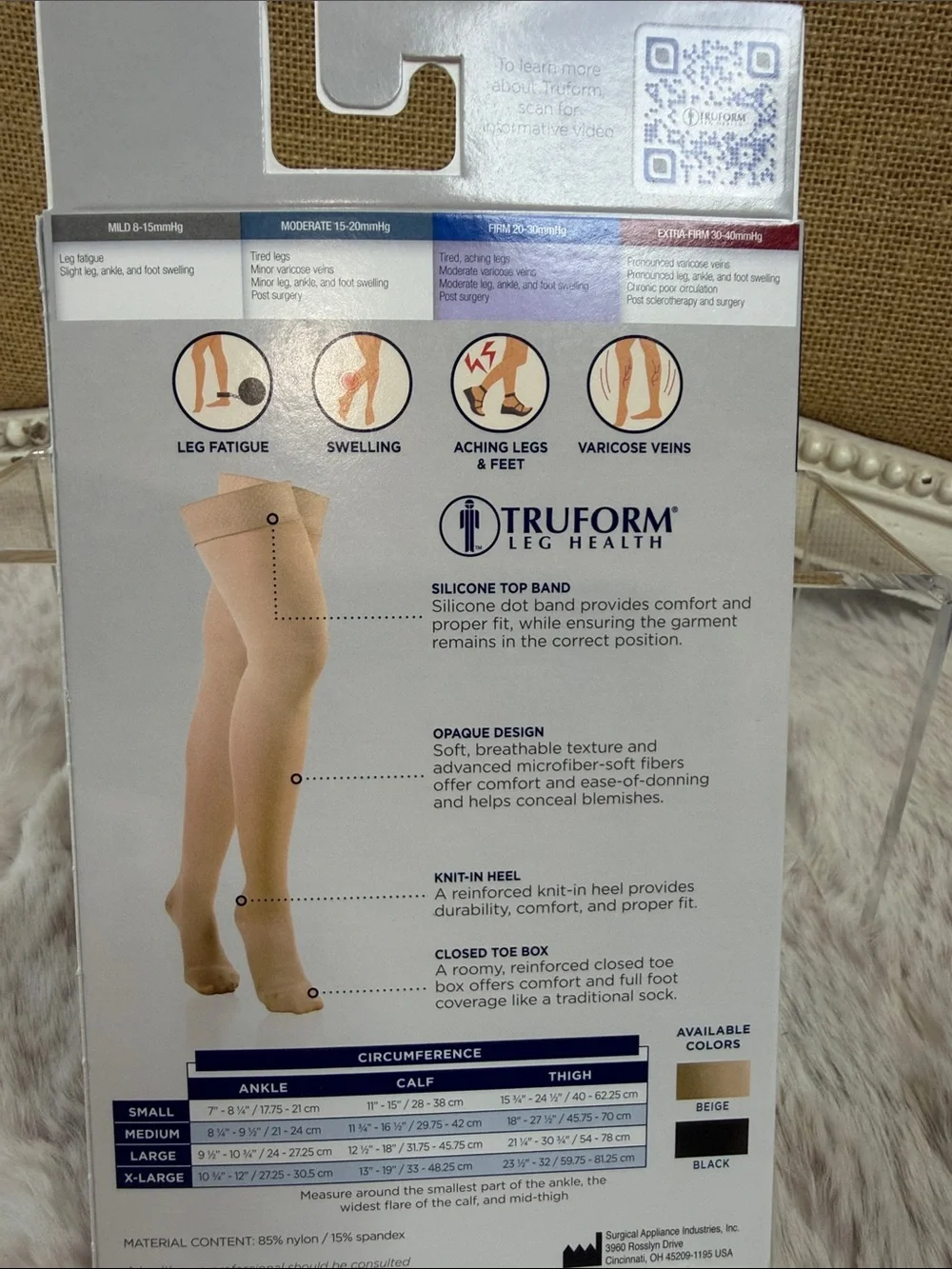 TRUFORM | Ladies' Opaque Thigh Highs - Black, Large, NWT